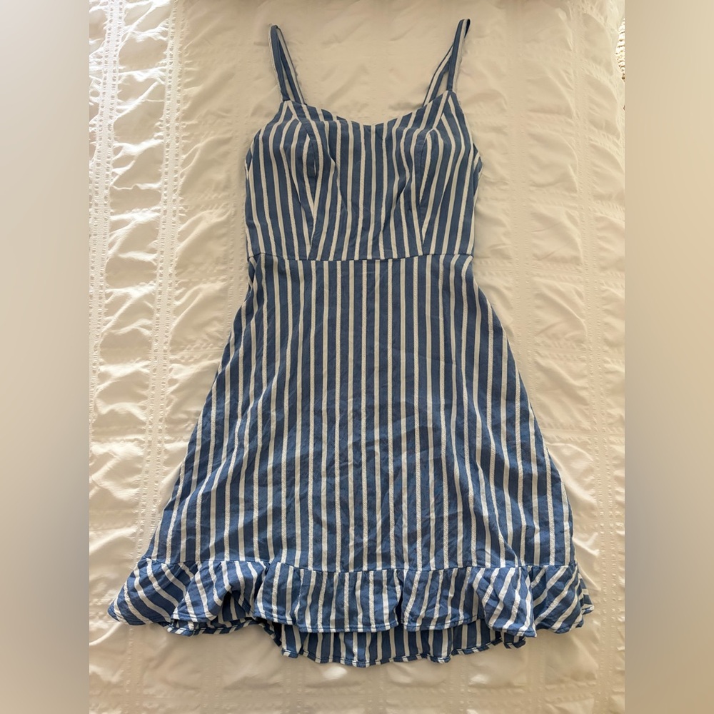 Old Navy Blue and White Striped Mini Sundress